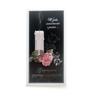 Karnet kondolencyjny z różą